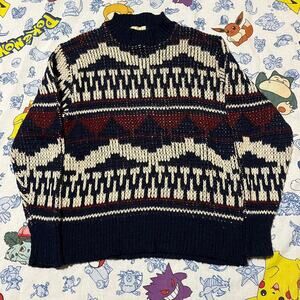 Vintage 60s Munsingwear Navy Wool Pattern Sweater